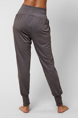 Lightweight Yoga Loose Side Pockets Cuffed Pant Mink by TLC Sport