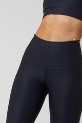 Extra Strong Compression Running Cropped Leggings with Tummy Control Black by TLC Sport