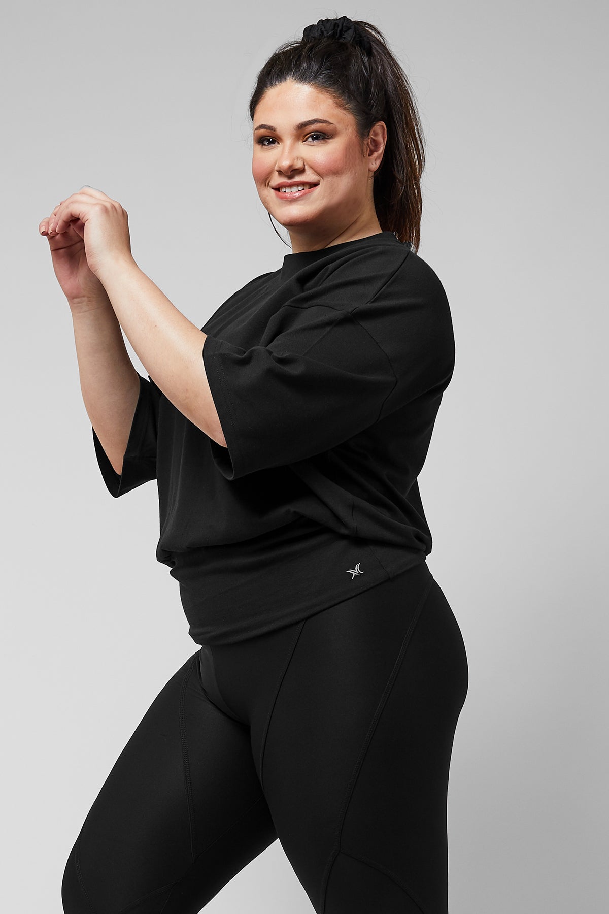 Yoga Elbow Sleeve Top Cuffed Waistband