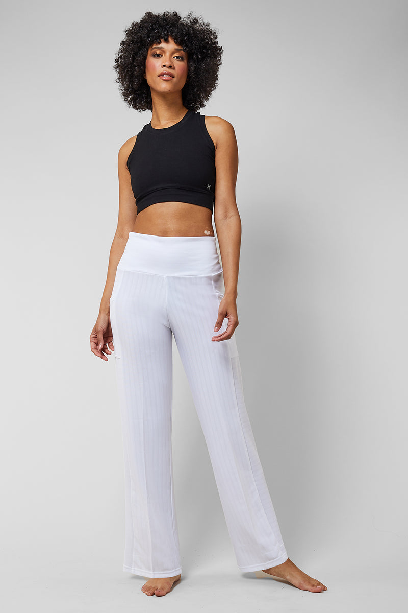 Lightweight Yoga Loose Side Pockets Pant White by TLC Sport