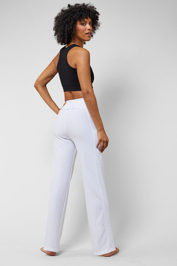 Lightweight Yoga Loose Side Pockets Pant White by TLC Sport