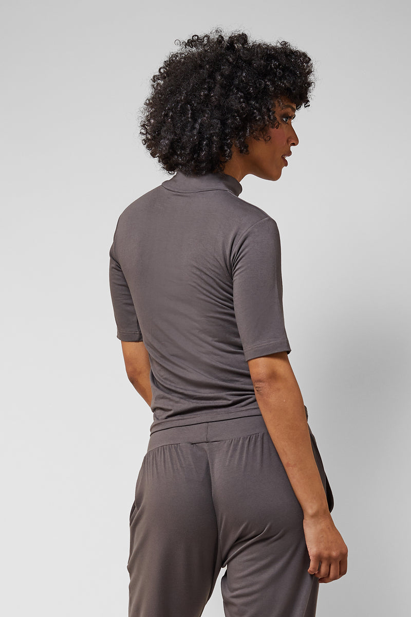 Nike Women's Yoga Short-sleeve Top In Grey