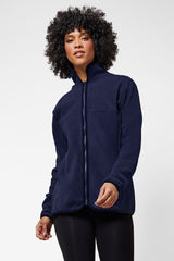 Trimmed Fleece Jacket with Pockets Navy by TLC Sport