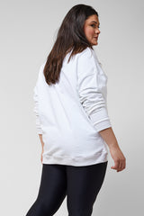 Relaxed Fit Sweatshirt With Pockets White by TLC Sport