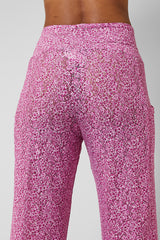 Lightweight Yoga Loose Side Pockets Pant Pink Flower by TLC Sport