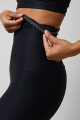 Extra Strong Compression High Waisted Running Capri with Tummy Control Black by TLC Sport