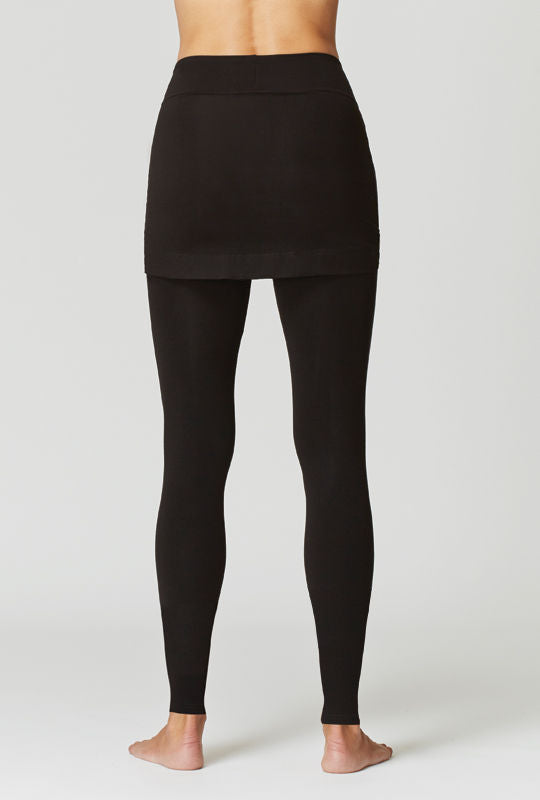 Medium Compression Leggings with Straight Skirt Black by TLC Sport