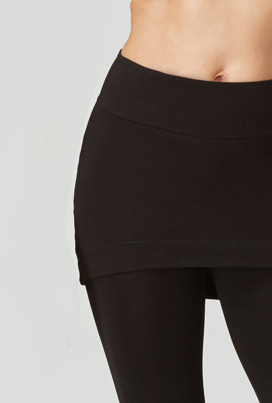 Medium Compression Waisted Leggings with Gathered Skirt Black– TLC Sport