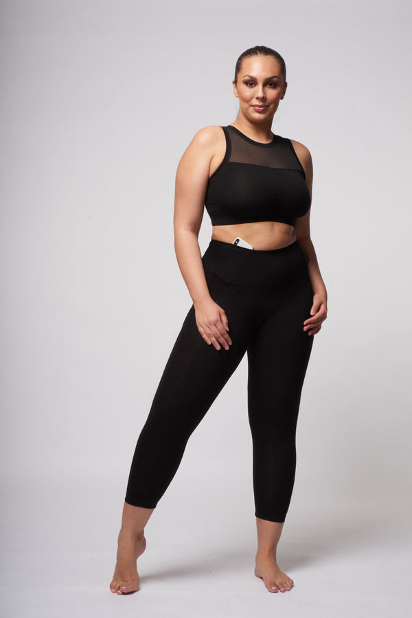 Extra Strong Compression Curve Cropped Leggings with Tummy Control by TLC Sport