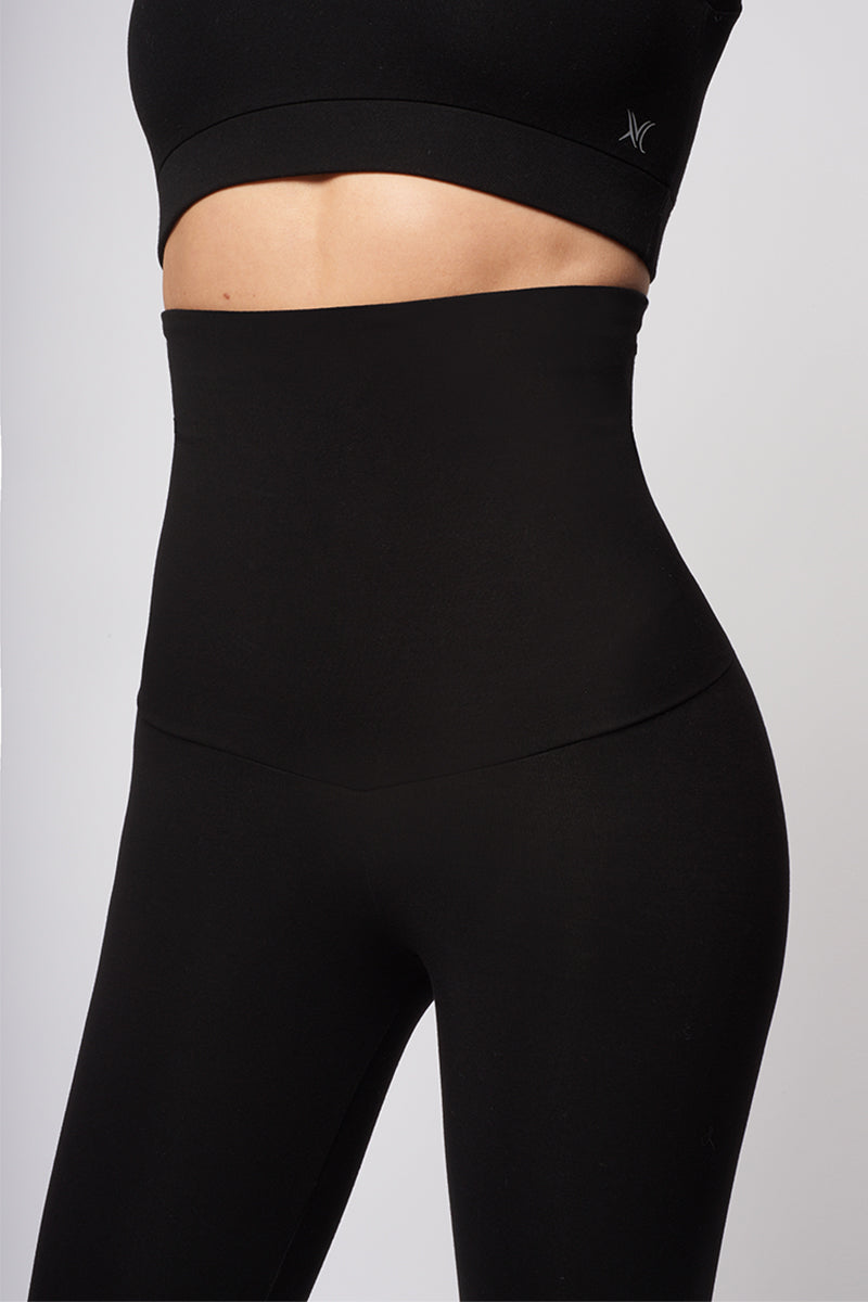 Extra Strong Compression Leggings with High Tummy Control Black by TLC Sport