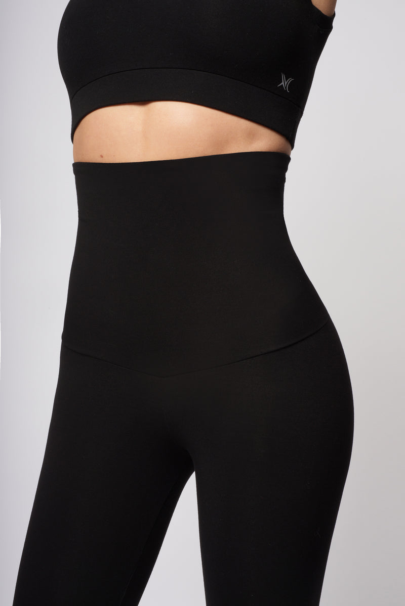 Extra Strong Compression Bootleg with High Tummy Control Black by TLC Sport