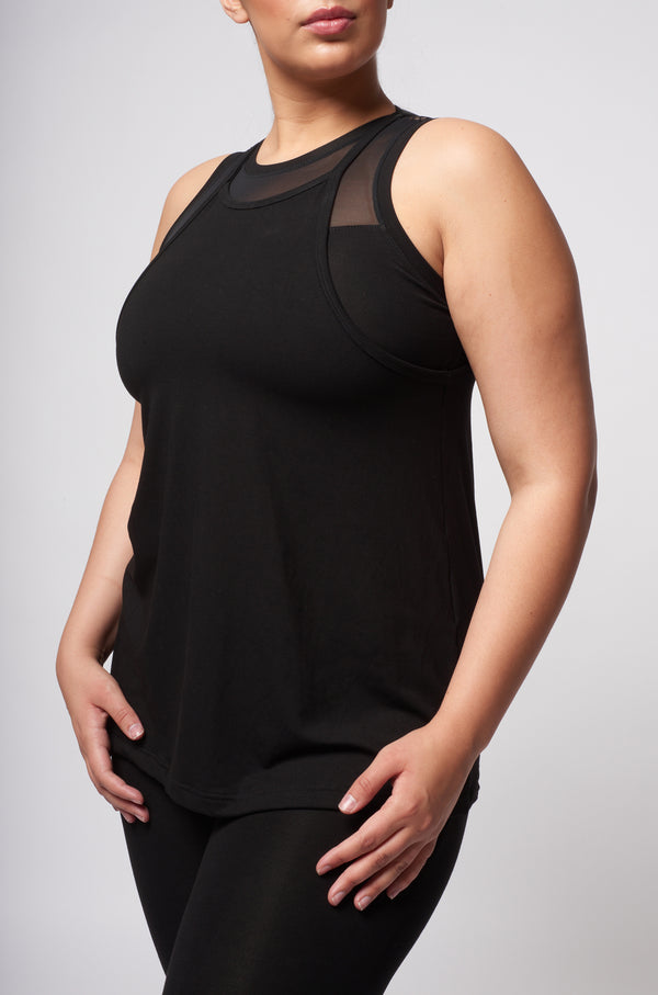 A Line Loose Vest Black by TLC Sport