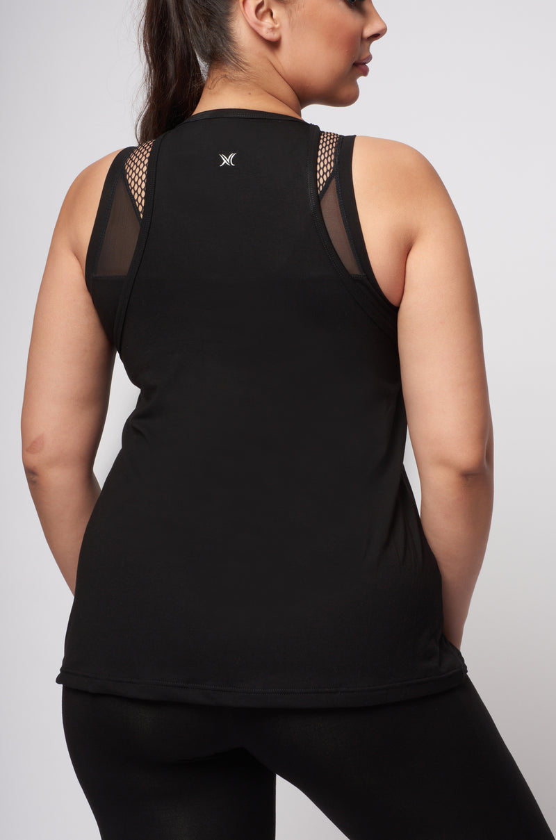 A Line Loose Vest Black by TLC Sport