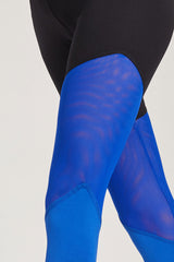 Medium Compression Leggings with Illusion Mesh Bottom Blue by TLC Sport