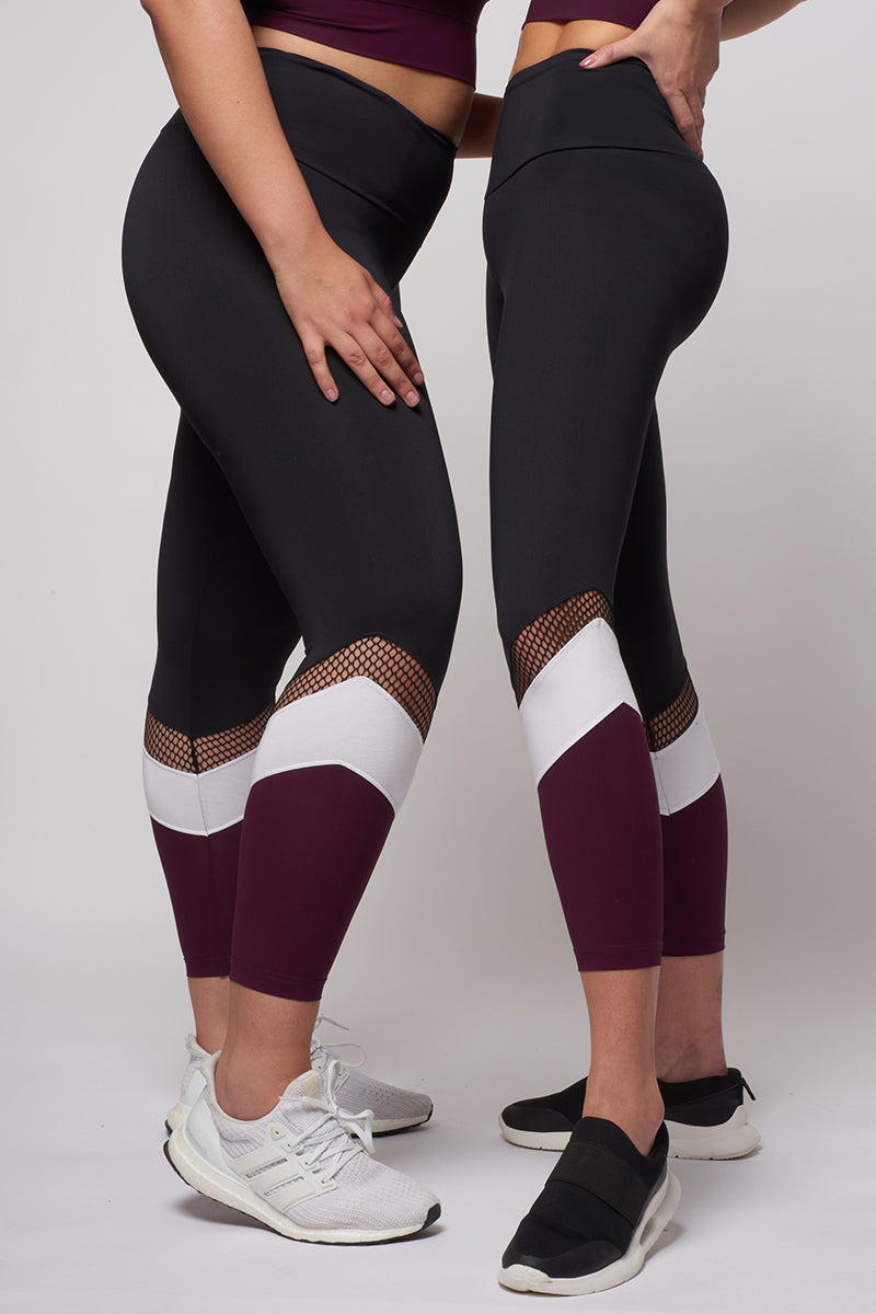 High-Waisted Color-Blocked Mesh Elevate 7/8-Length Leggings for Women