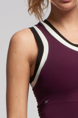 Double Trimmed Cropped Tank Black by TLC Sport