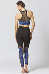 CoolMesh High Neck Aztec Print Gym Bra Blue by TLC Sport