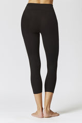 Extra Strong Compression Cropped Leggings with Egyptian Cotton Black by TLC Sport