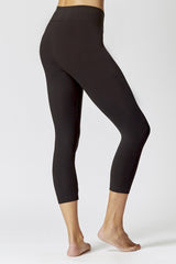 Extra Strong Compression Cropped Leggings with Egyptian Cotton Black by TLC Sport
