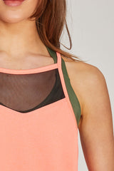 Loose Fit Sports Vest with Mesh Inset Coral by TLC Sport