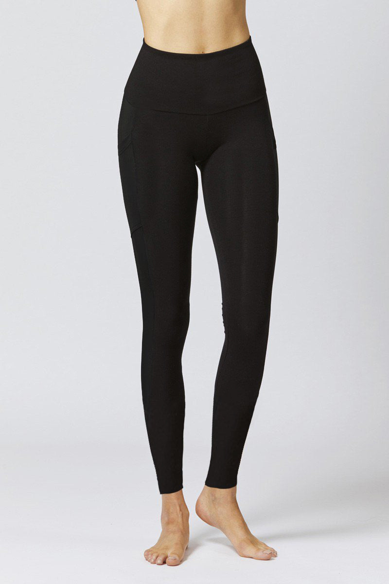 Extra Strong Compression Tummy Control Leggings with Side Pockets Black XS  / Black / Regular 32