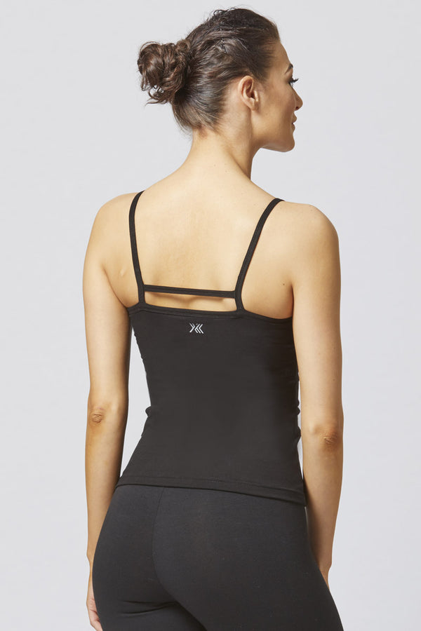 Flattering Fitted Double Strap Gym Vest Black by TLC Sport