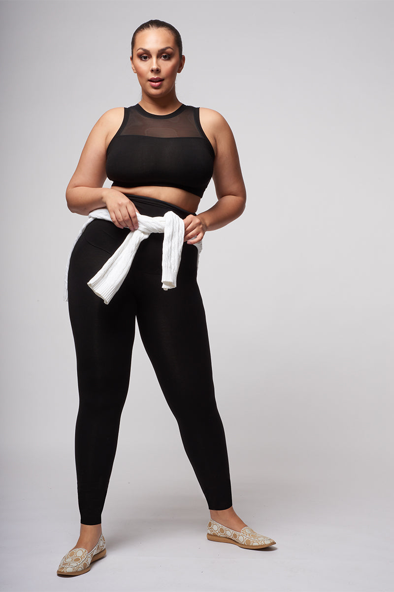 Black jegging women Plus size compression pant 2 back pockets