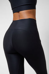 Extra Strong Compression Inner-Thigh Smoothing Sport 7/8 Leggings Black by TLC Sport