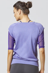 Reversible Mesh Inset Yoga Tee Purple by TLC Sport