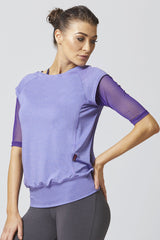 Reversible Mesh Inset Yoga Tee Purple by TLC Sport