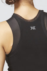 Mesh Shoulder Detail Fitted Gym Vest Black by TLC Sport