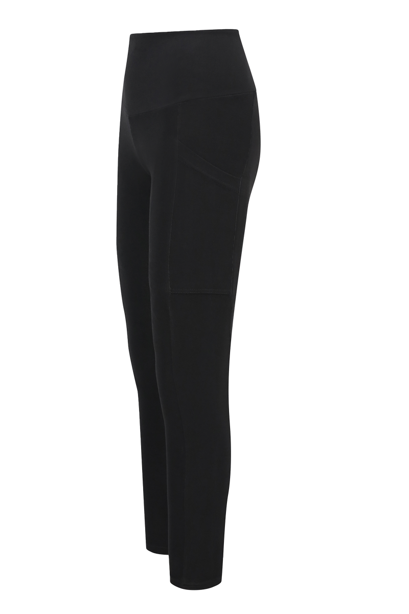 Extra Strong Compression Outer-Thigh Slimming Waisted Leggings Black by TLC Sport