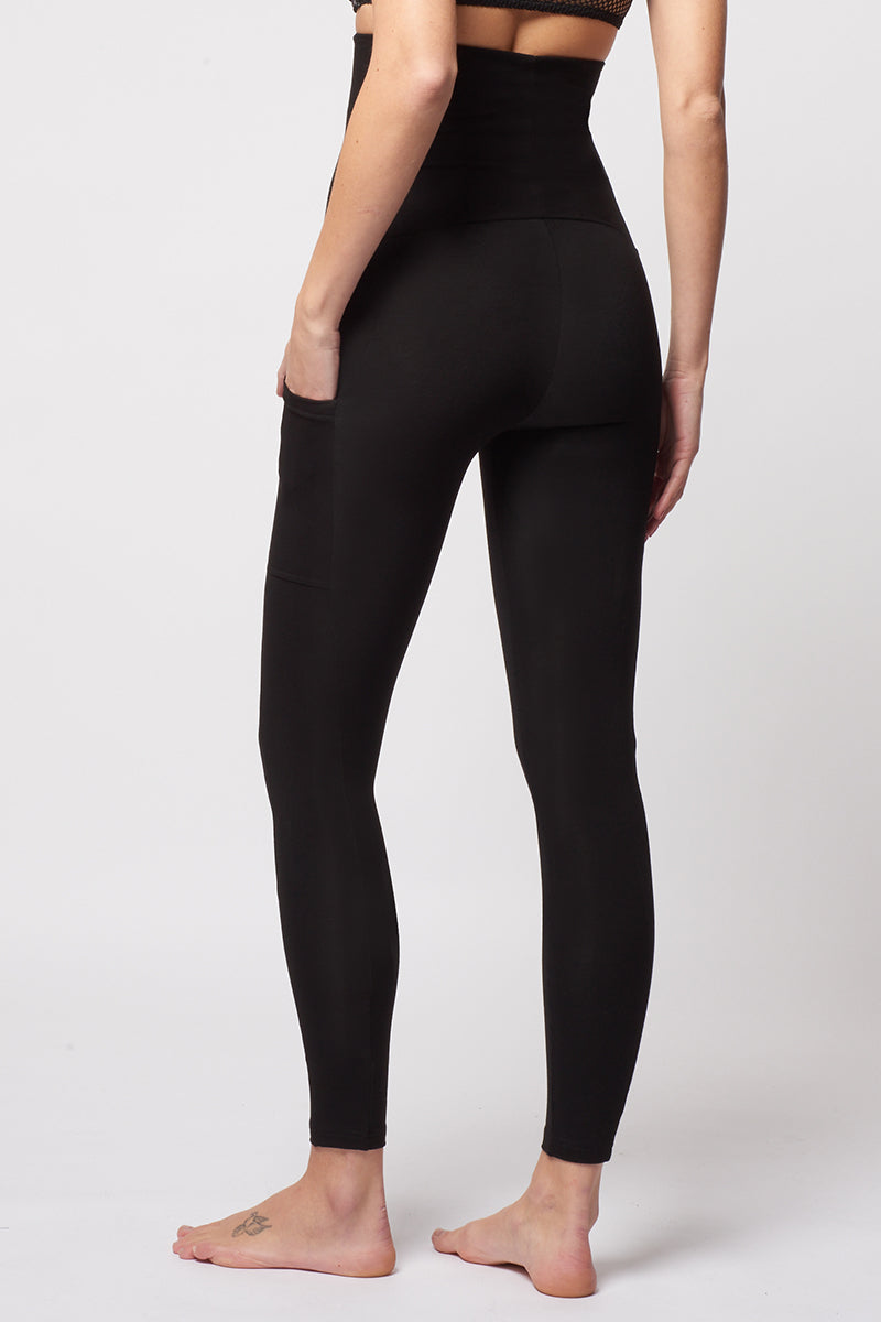 Extra Strong Compression Leggings with High Tummy Control and Pockets by TLC Sport