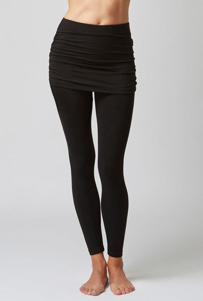 Black Skirted Leggings - Pants with Skirt Attached - Skirt Legging Combo