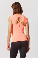 Reflective Running Cap Sleeve T-Shirt with Cut Out Coral by TLC Sport
