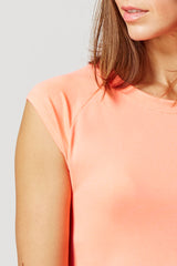 Reflective Running Cap Sleeve T-Shirt with Cut Out Coral by TLC Sport