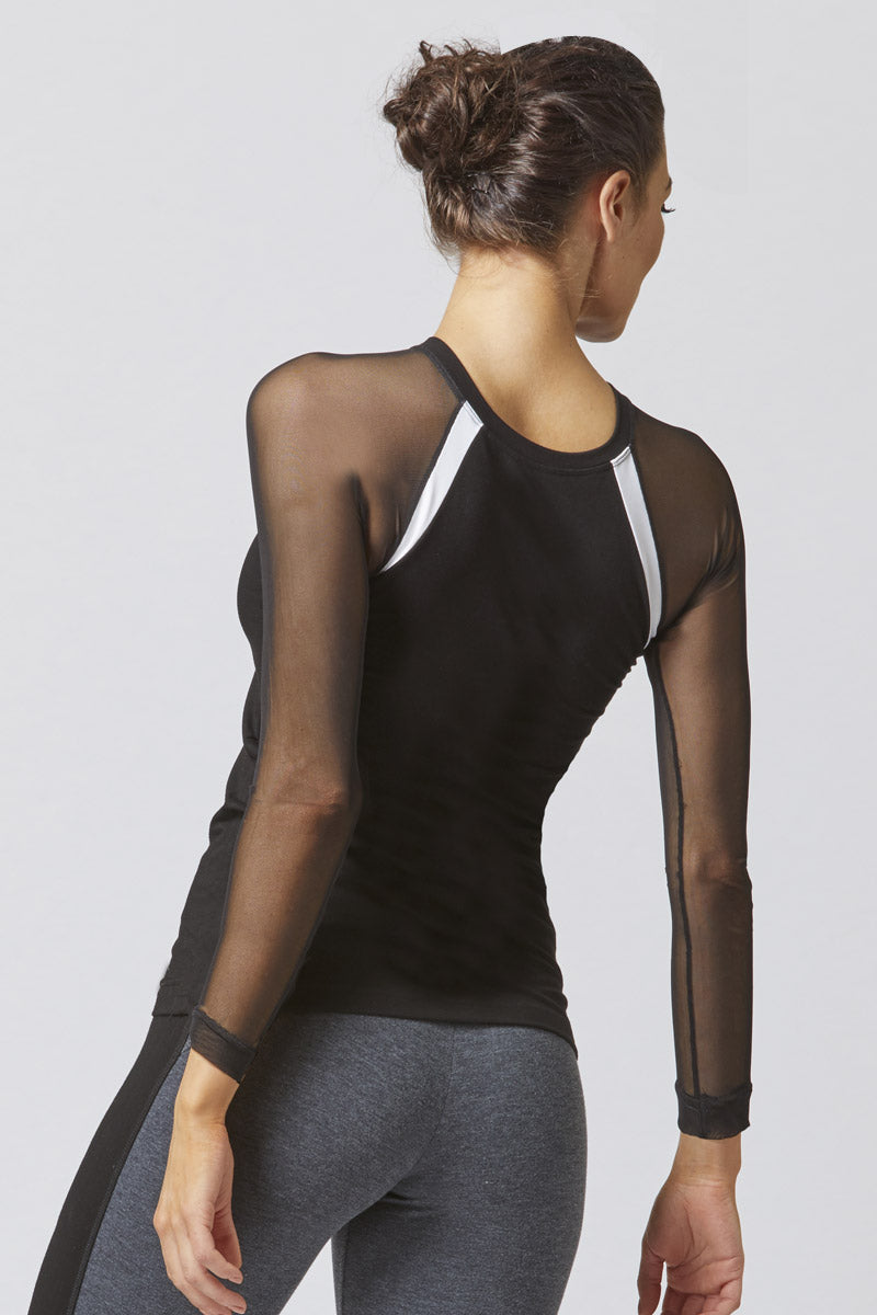Reversible Raglan Mesh Long Sleeve Yoga Top Black by TLC Sport