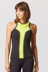 Reversible High Neck Running Vest with Reflective Panel Black-Yellow by TLC Sport