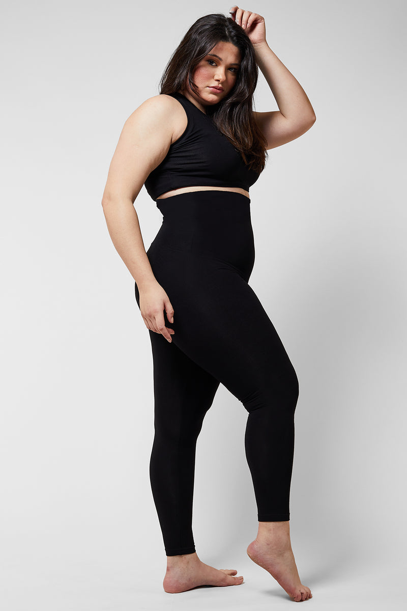 Extra Strong Compression Waist Enhancing Leggings with Tummy Control Black  XS / Black / Regular 32