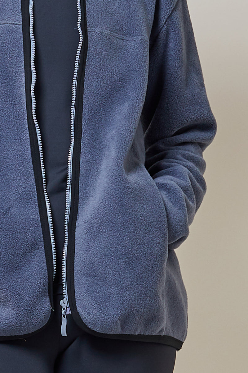 Trimmed Fleece Jacket with Pockets Grey by TLC Sport