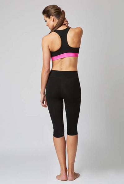 Sports Capri Cropped Gym Leggings Black by TLC Sport