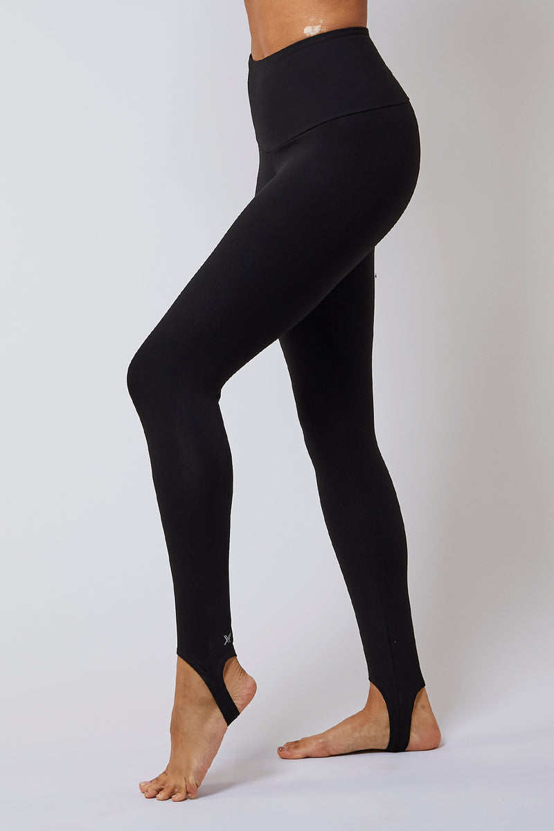 Extra Strong Compression Stirrup Leggings with Tummy Control Black by TLC Sport