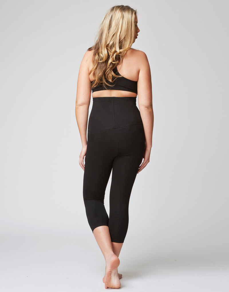Extra strong compression cropped high waisted black leggings with
