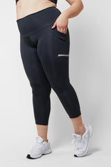 Strong Compression Reflective Side Pocket Leggings with Thermal Brushed Fabric by TLC Sport