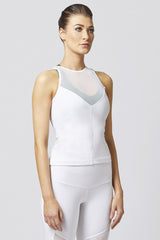 Reversible High Low Mesh Inset Workout Vest White by TLC Sport