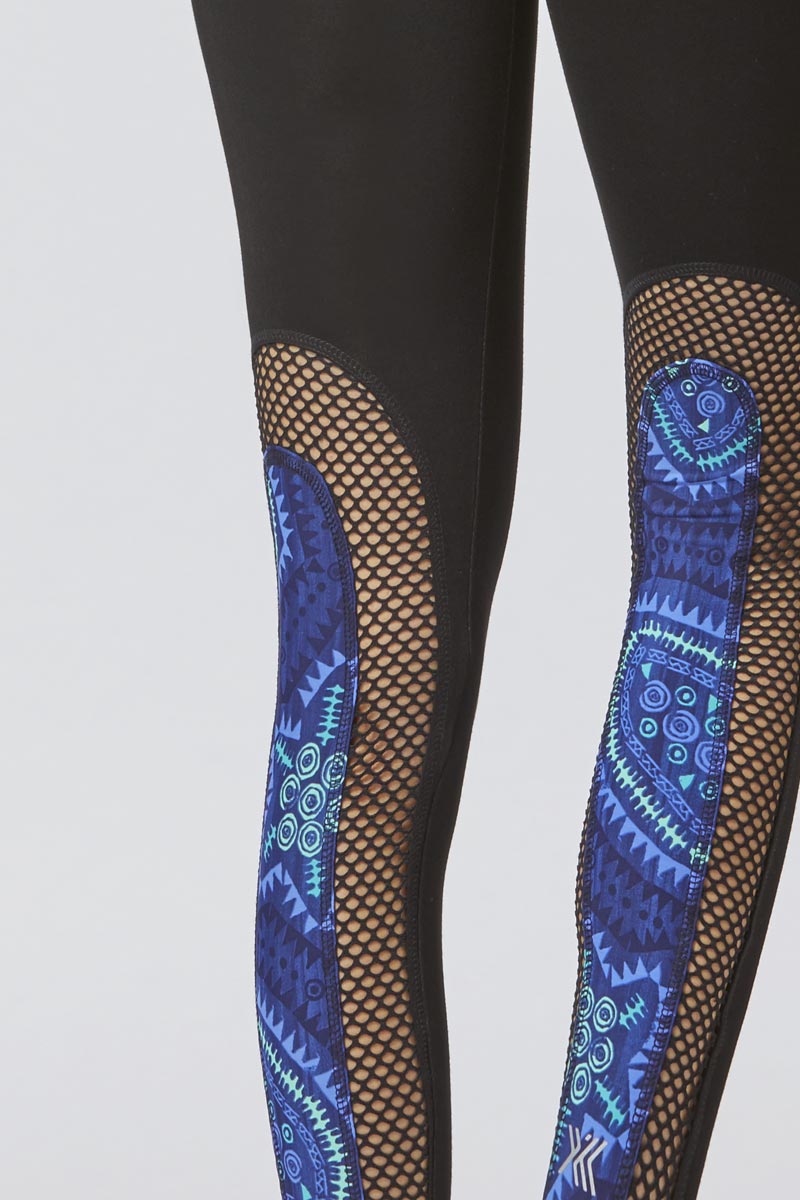 Medium Compression Waisted Leggings with CoolMesh and Aztec Print– TLC Sport