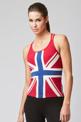 Union Jack Flag Fitted Strap Gym Top Red by TLC Sport