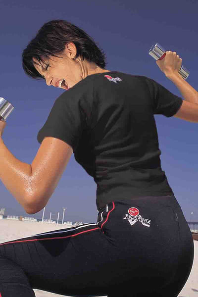 Ladies Virgin Active Stretch Gym T Shirt Black by TLC Sport
