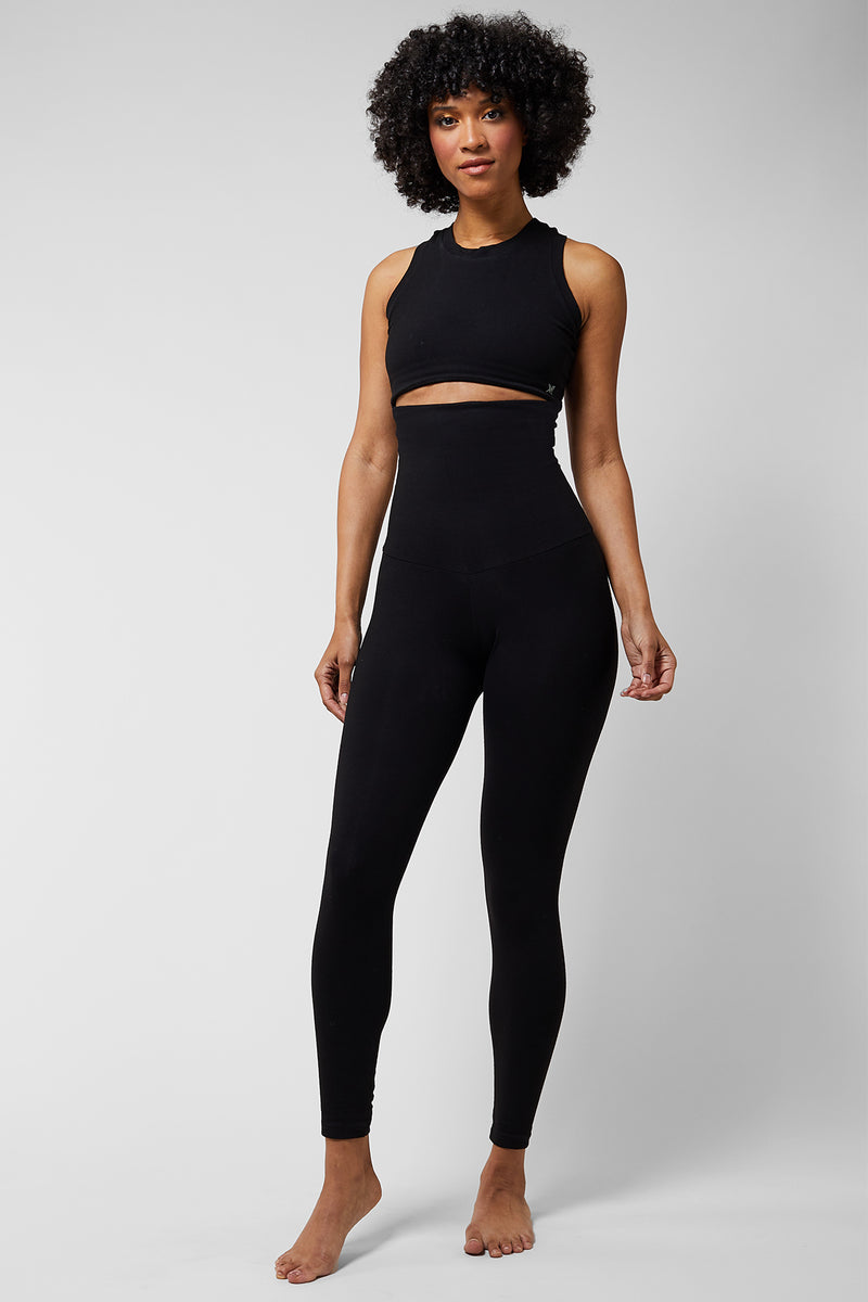 Extra Strong Compression Waist Enhancing Leggings with Tummy Control Black by TLC Sport