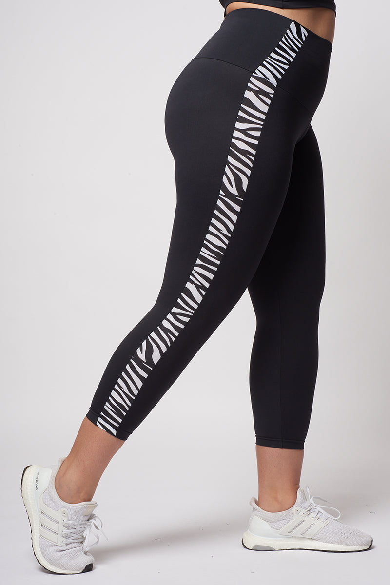 Medium Compression 7/8 Waisted Leggings with Swirl Inset XS
